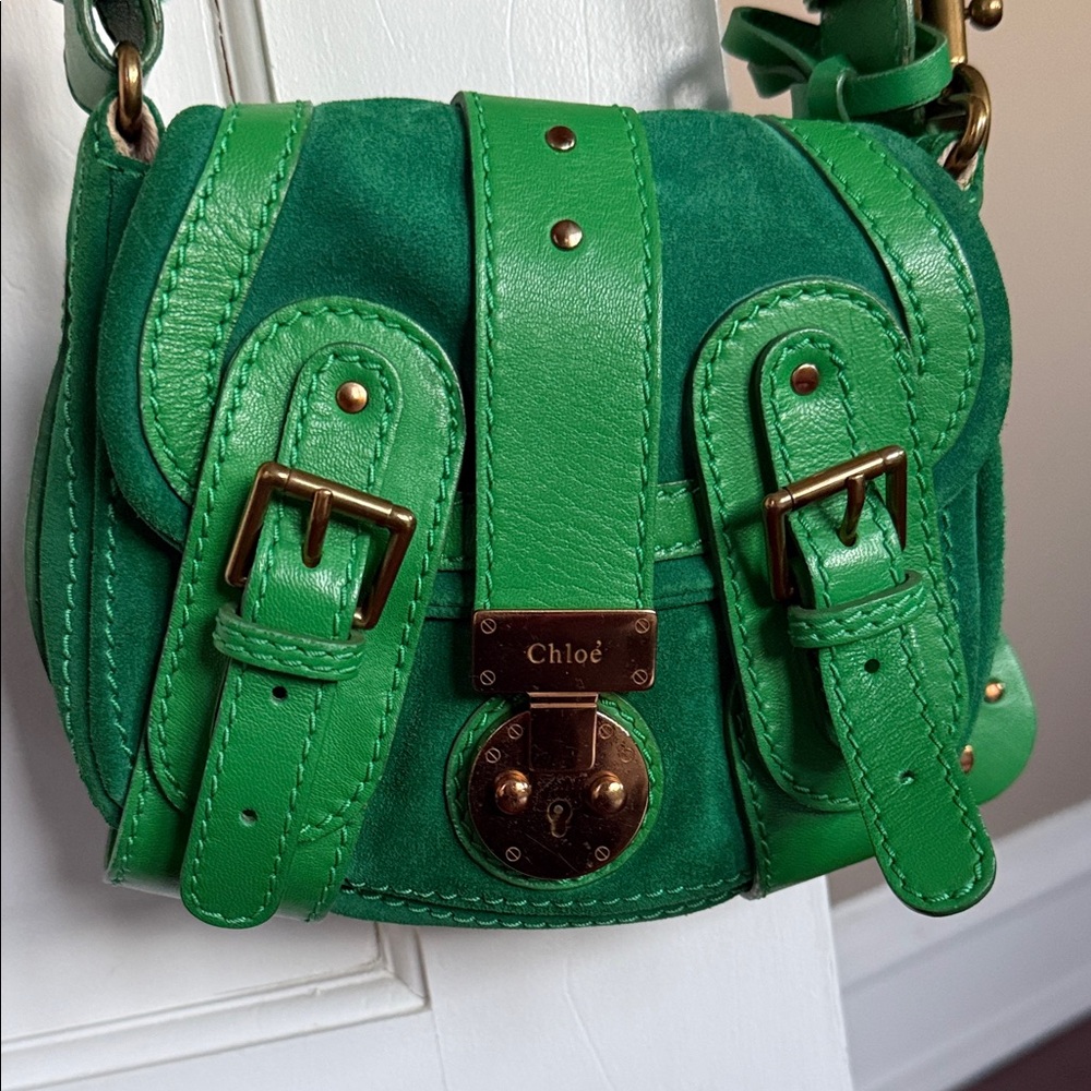 Chloe Green Leather/suede Crossbody/shoulder Bag